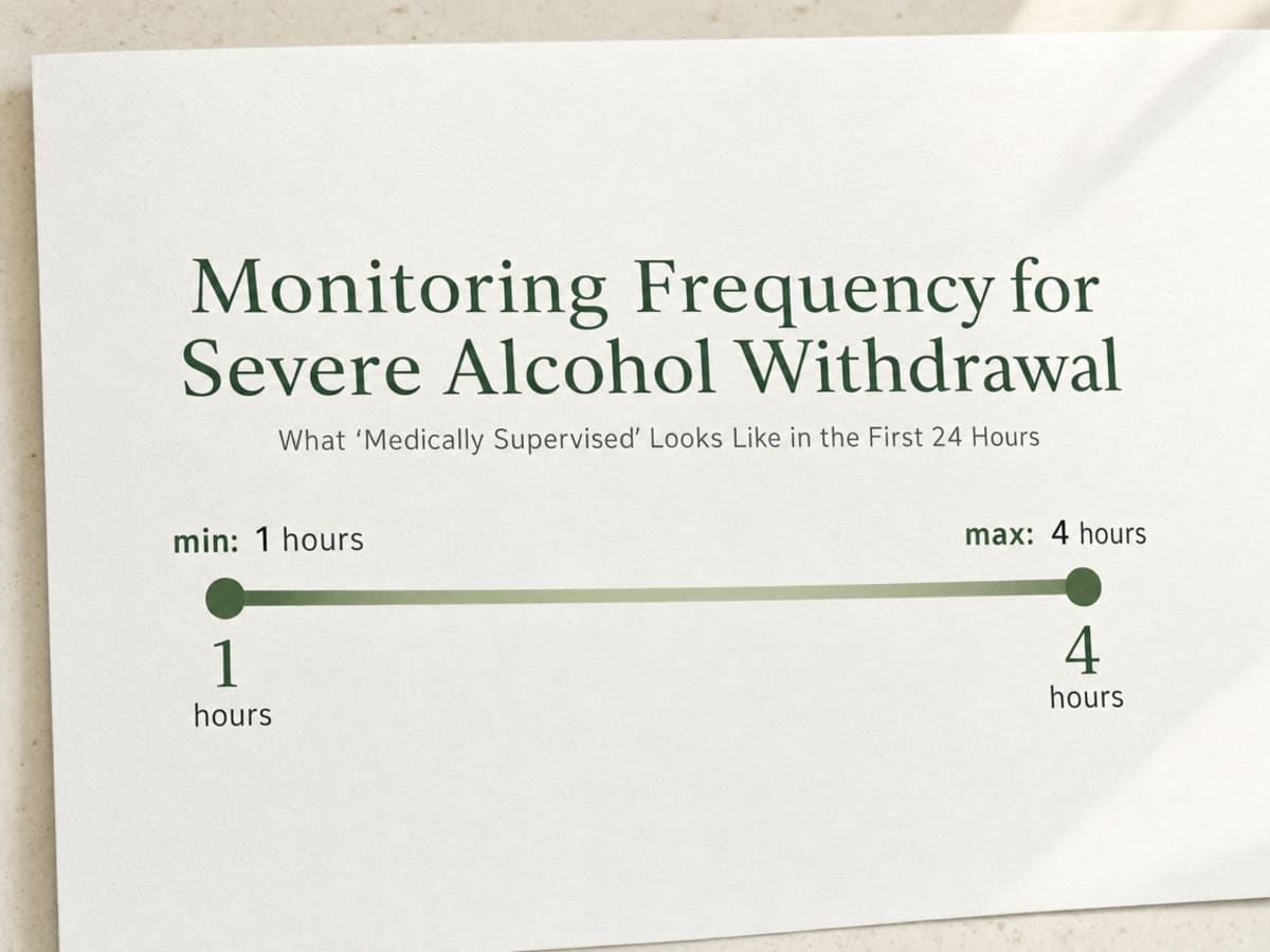 Chart showing Monitoring Frequency for Severe Alcohol Withdrawal