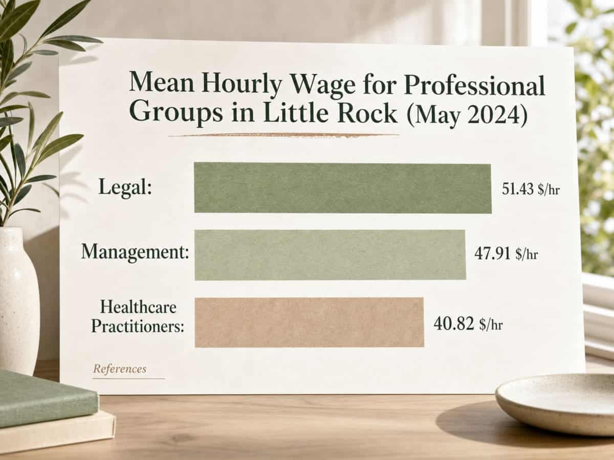 Chart showing Mean Hourly Wage for Professional Groups in Little Rock (May 2024)