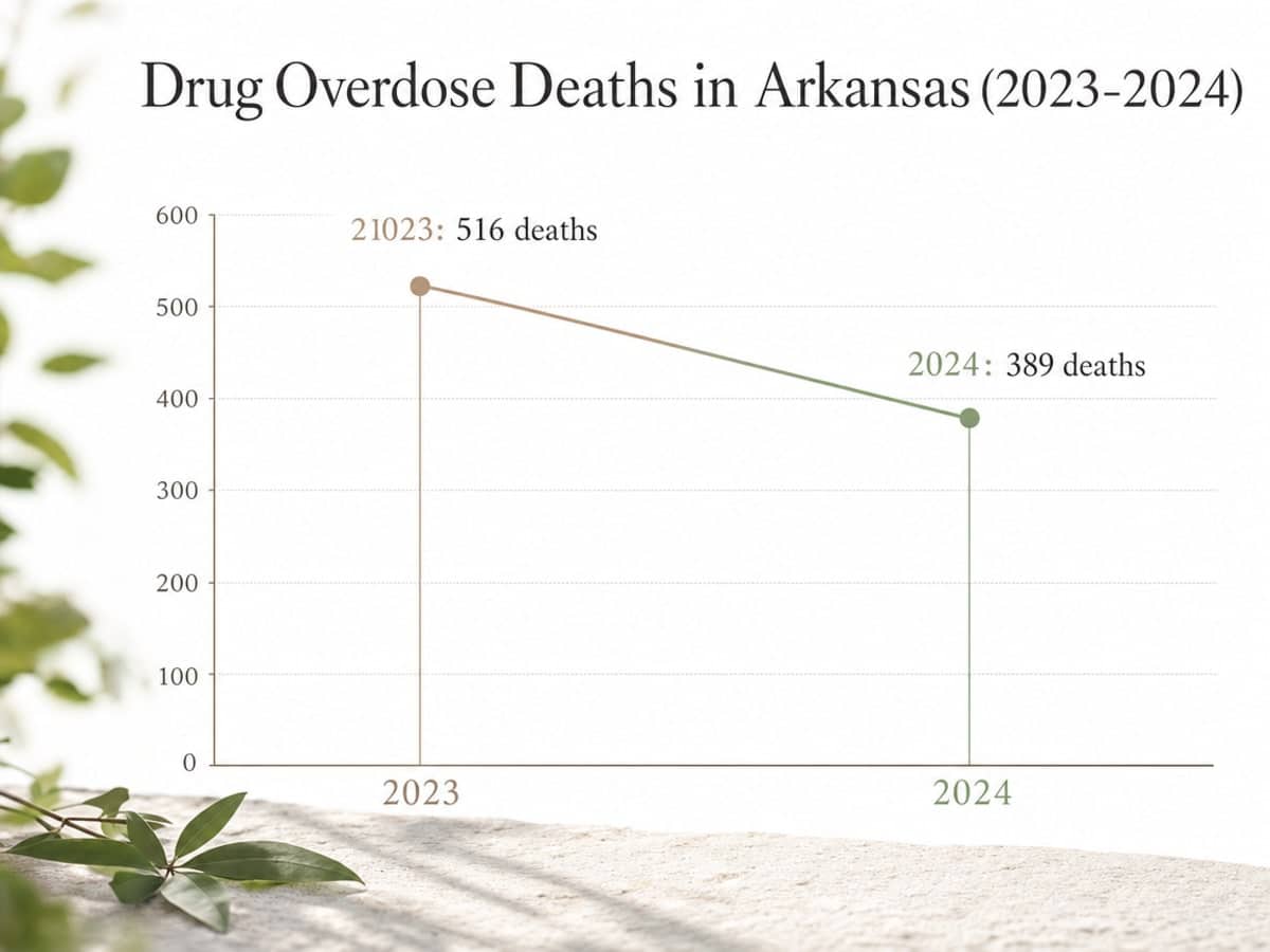 Chart showing Drug Overdose Deaths in Arkansas (2023-2024)