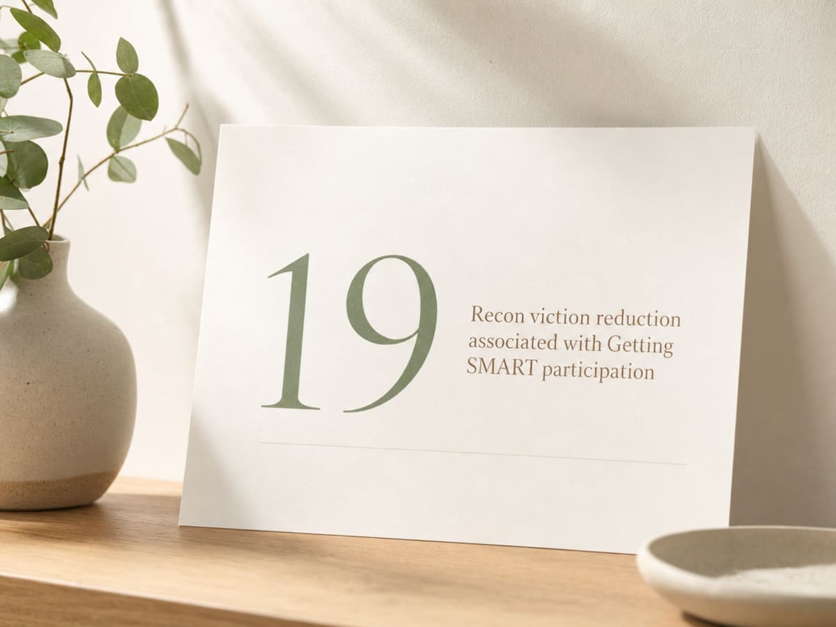 Infographic showing Recon viction reduction associated with Getting SMART participation