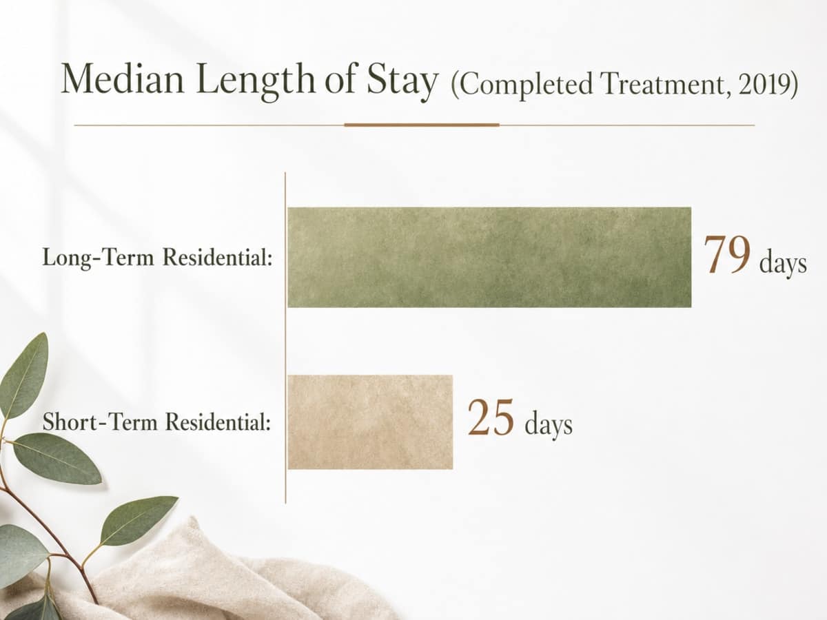 Chart showing Median Length of Stay (Completed Treatment, 2019)
