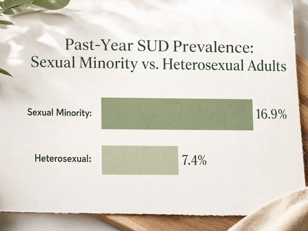 Chart showing Past-Year SUD Prevalence: Sexual Minority vs. Heterosexual Adults