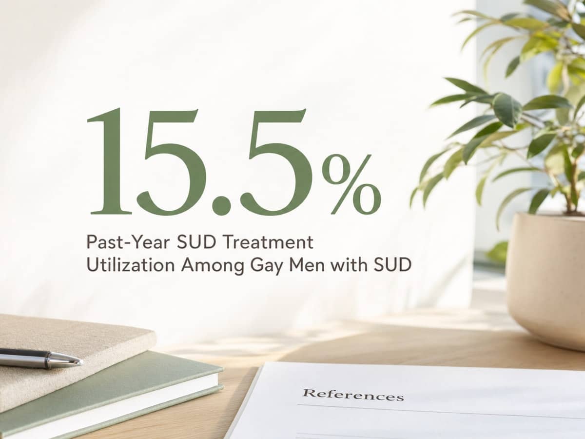 Infographic showing Past-Year SUD Treatment Utilization Among Gay Men with SUD