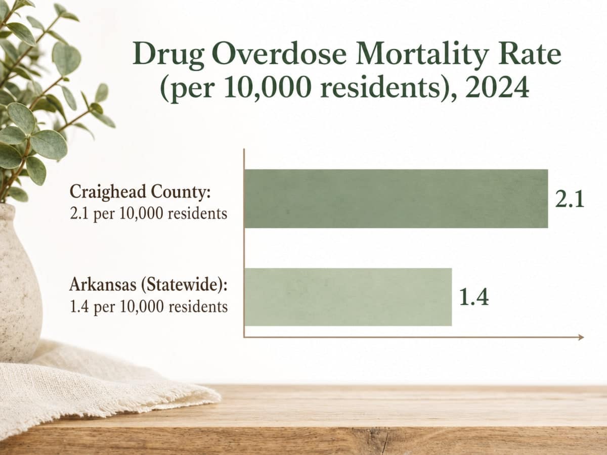 Chart showing Drug Overdose Mortality Rate (per 10,000 residents), 2024