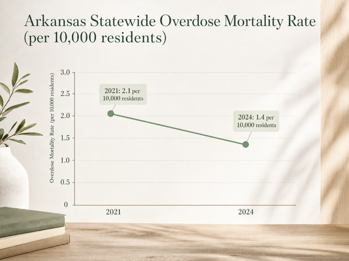 Chart showing Arkansas Statewide Overdose Mortality Rate (per 10,000 residents)