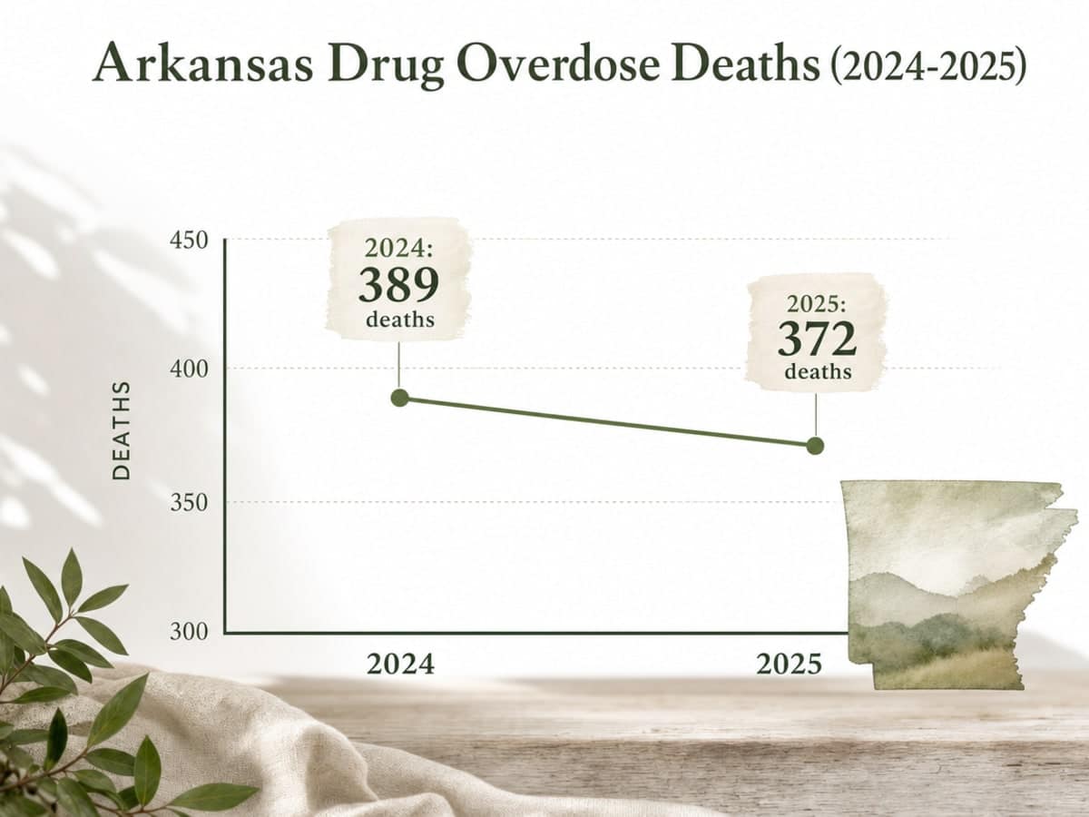 Chart showing Arkansas Drug Overdose Deaths (2024-2025)
