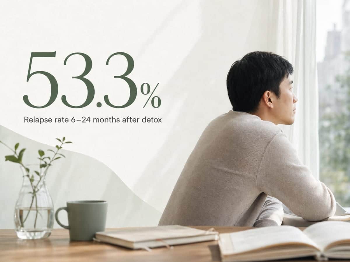 Infographic showing Relapse rate 6-24 months after detox