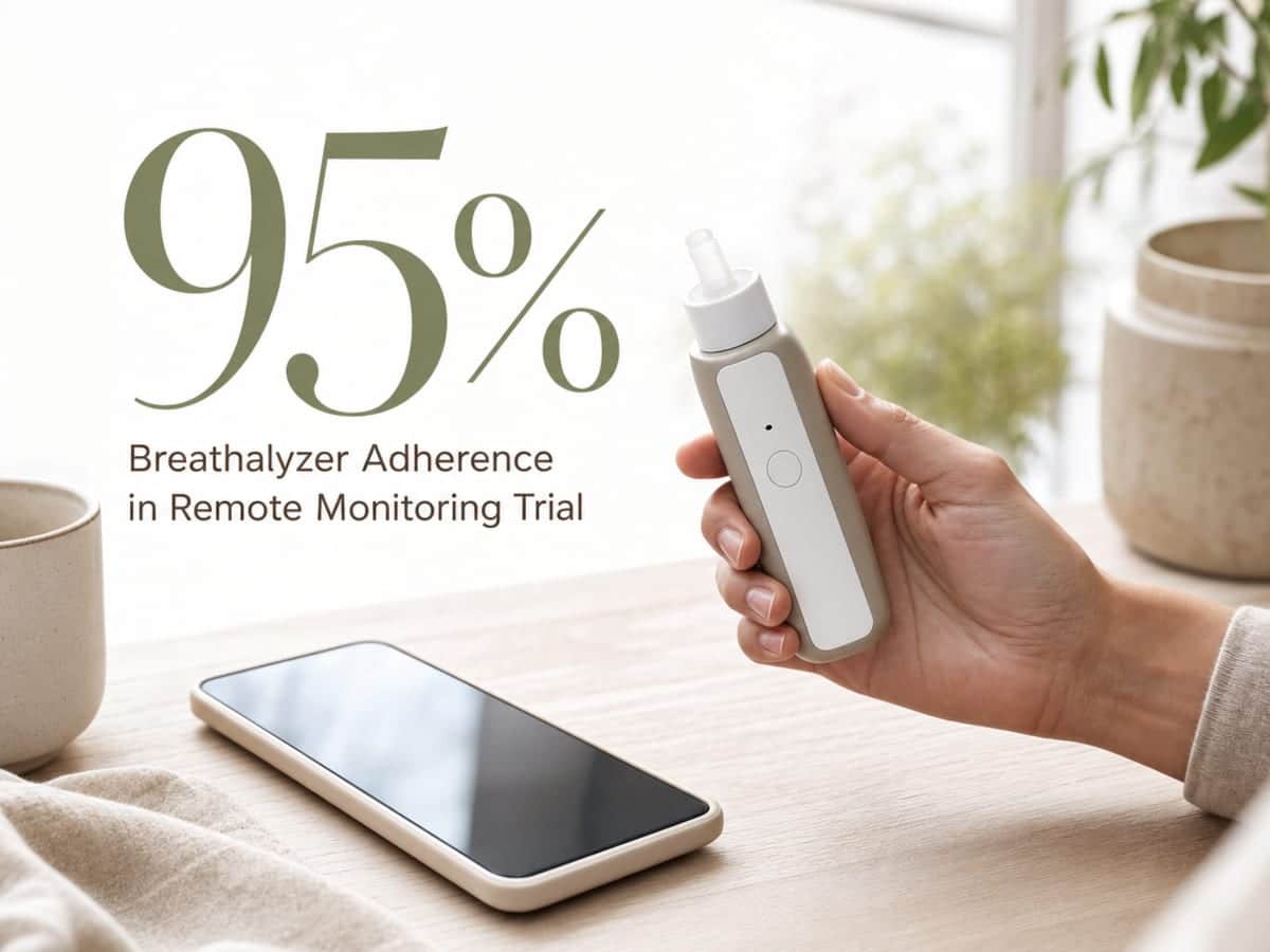 Infographic showing Breathalyzer Adherence in Remote Monitoring Trial