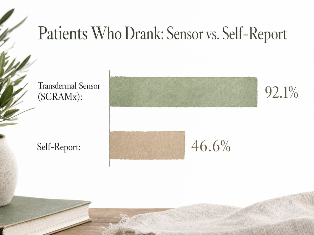 Chart showing Patients Who Drank: Sensor vs. Self-Report