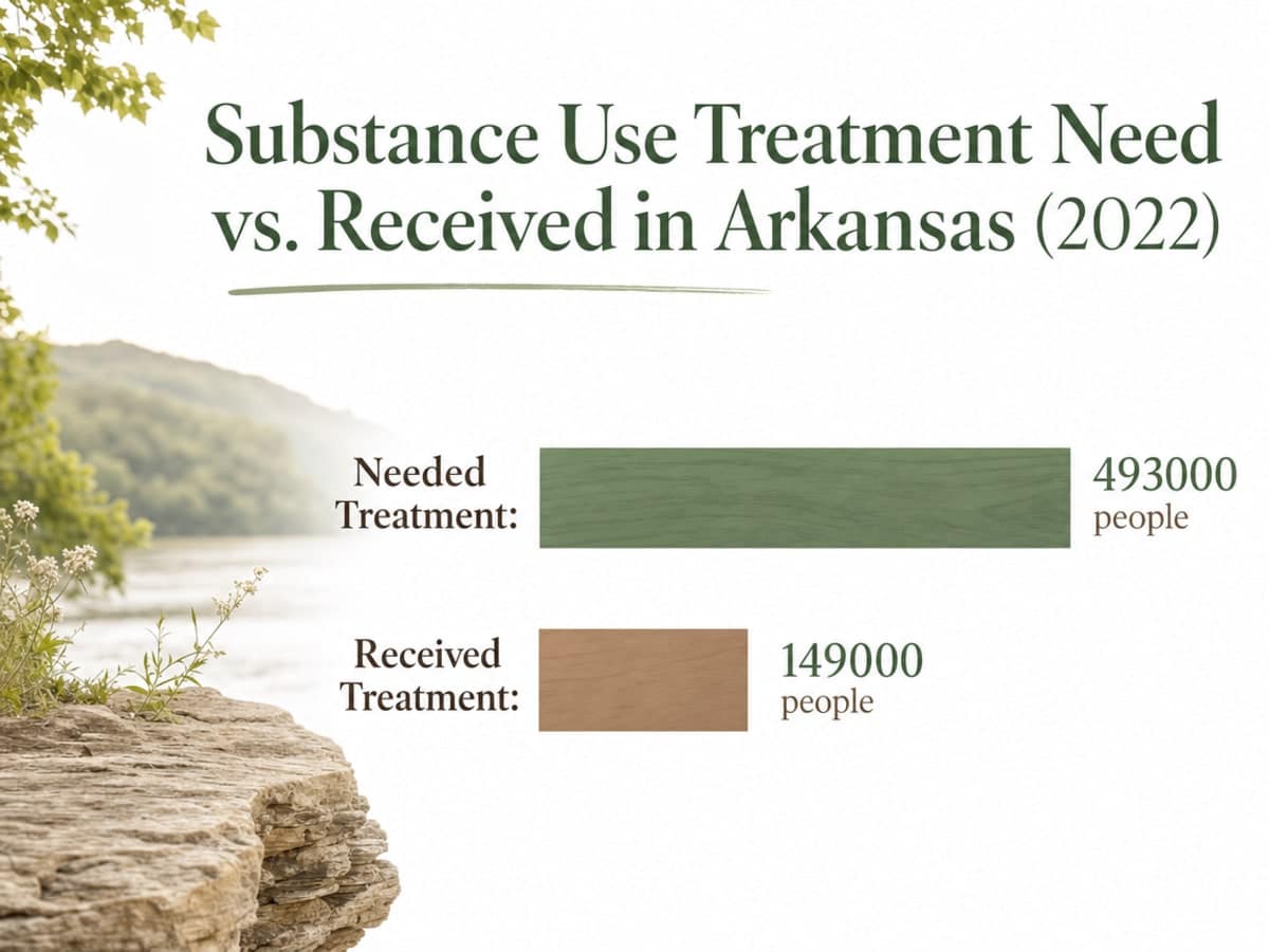 Chart showing Substance Use Treatment Need vs. Received in Arkansas (2022)