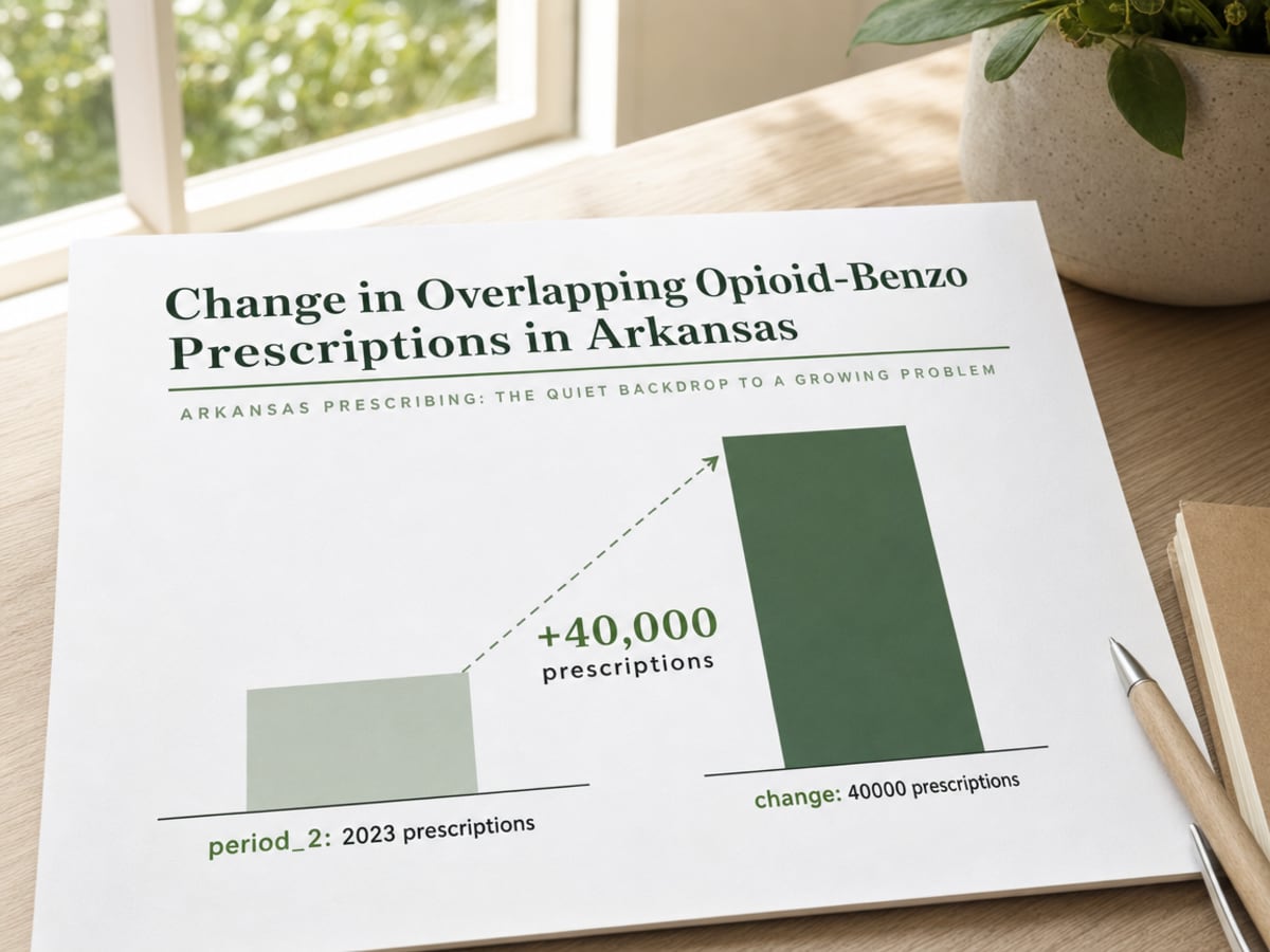 Chart showing Change in Overlapping Opioid-Benzo Prescriptions in Arkansas
