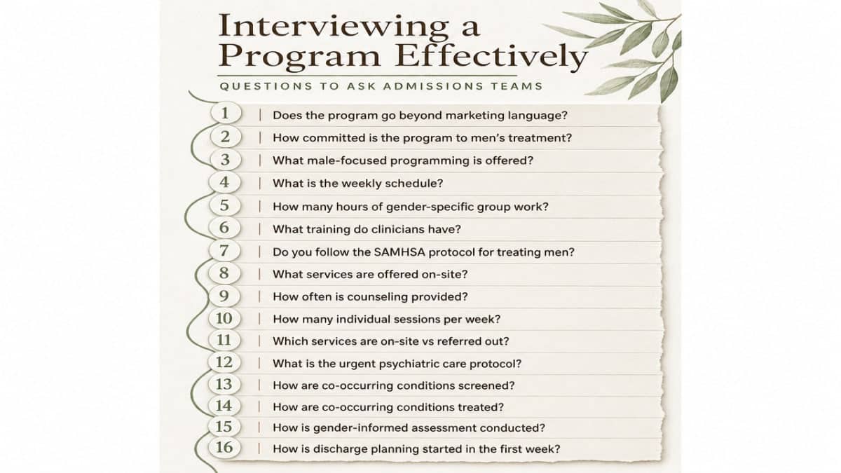 Convert the section's advice on vetting programs into a scannable checklist of interview questions, directly supporting the surrounding prose