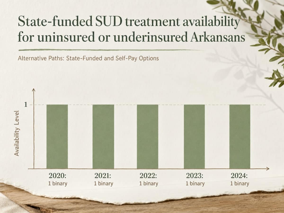 Chart showing State-funded SUD treatment availability for uninsured or underinsured Arkansans