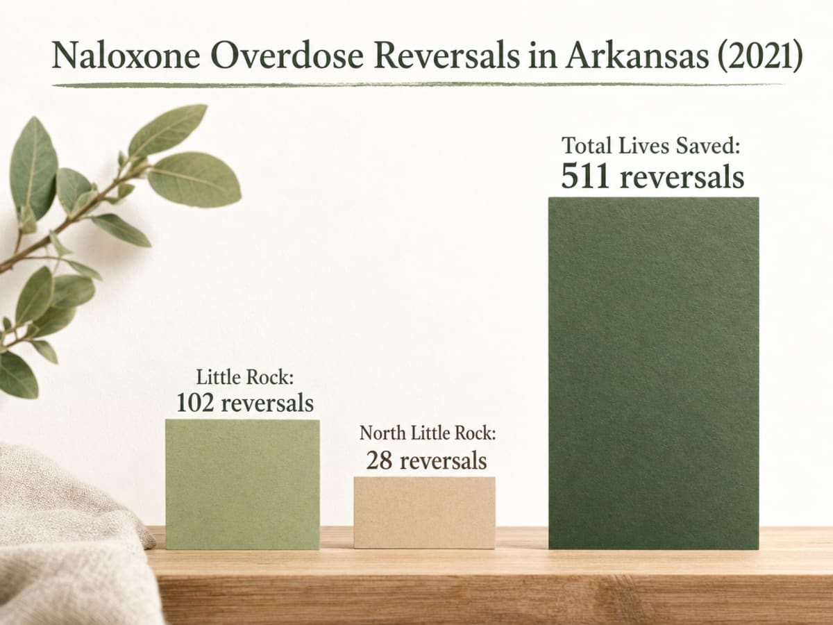 Chart showing Naloxone Overdose Reversals in Arkansas (2021)
