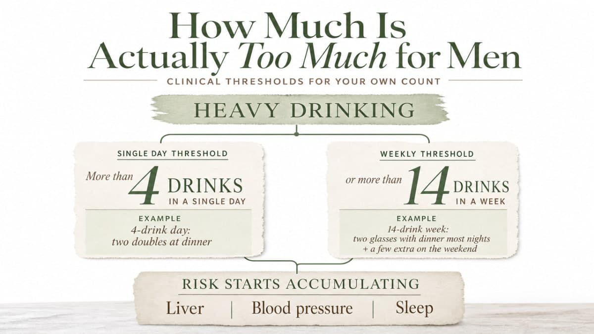 Reinforce the specific NIAAA heavy-drinking and CDC binge thresholds for men cited in the prose so readers can benchmark their own weekly count