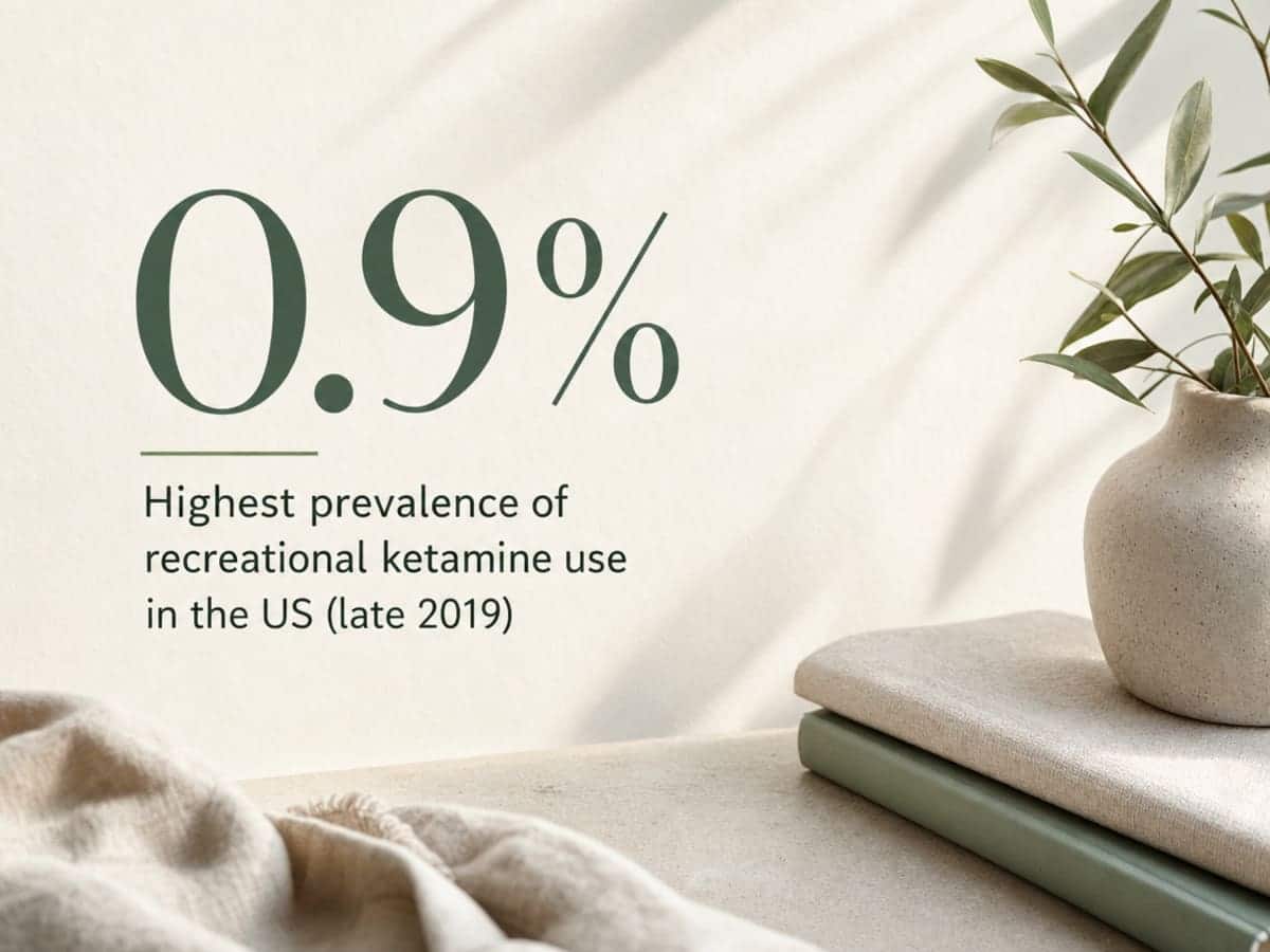 Infographic showing Highest prevalence of recreational ketamine use in the US (late 2019)