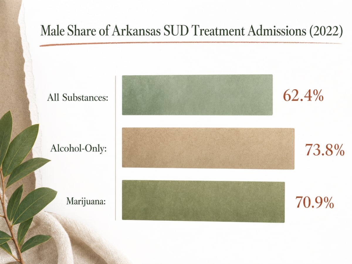 Chart showing Male Share of Arkansas SUD Treatment Admissions (2022)
