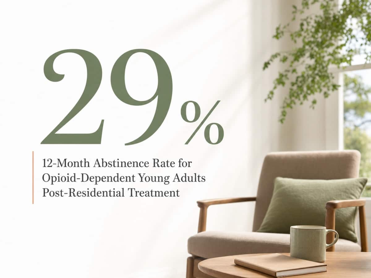 Infographic showing 12-Month Abstinence Rate for Opioid-Dependent Young Adults Post-Residential Treatment
