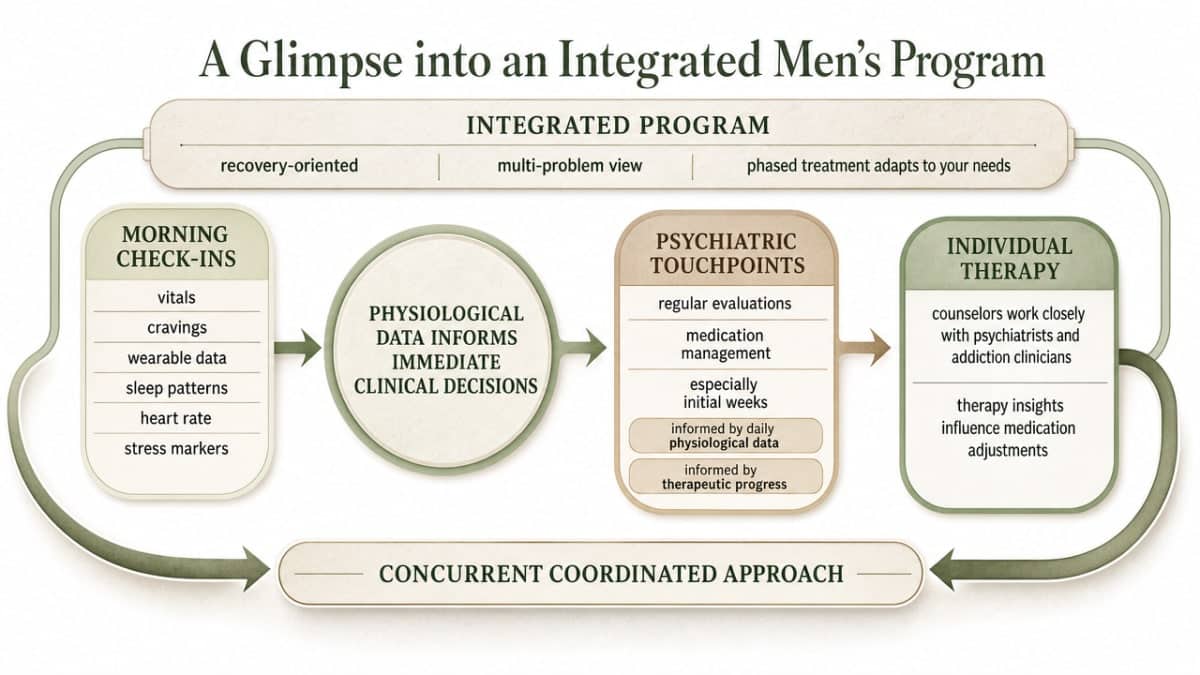 Visualize the daily workflow of an integrated residential program described step-by-step in this section