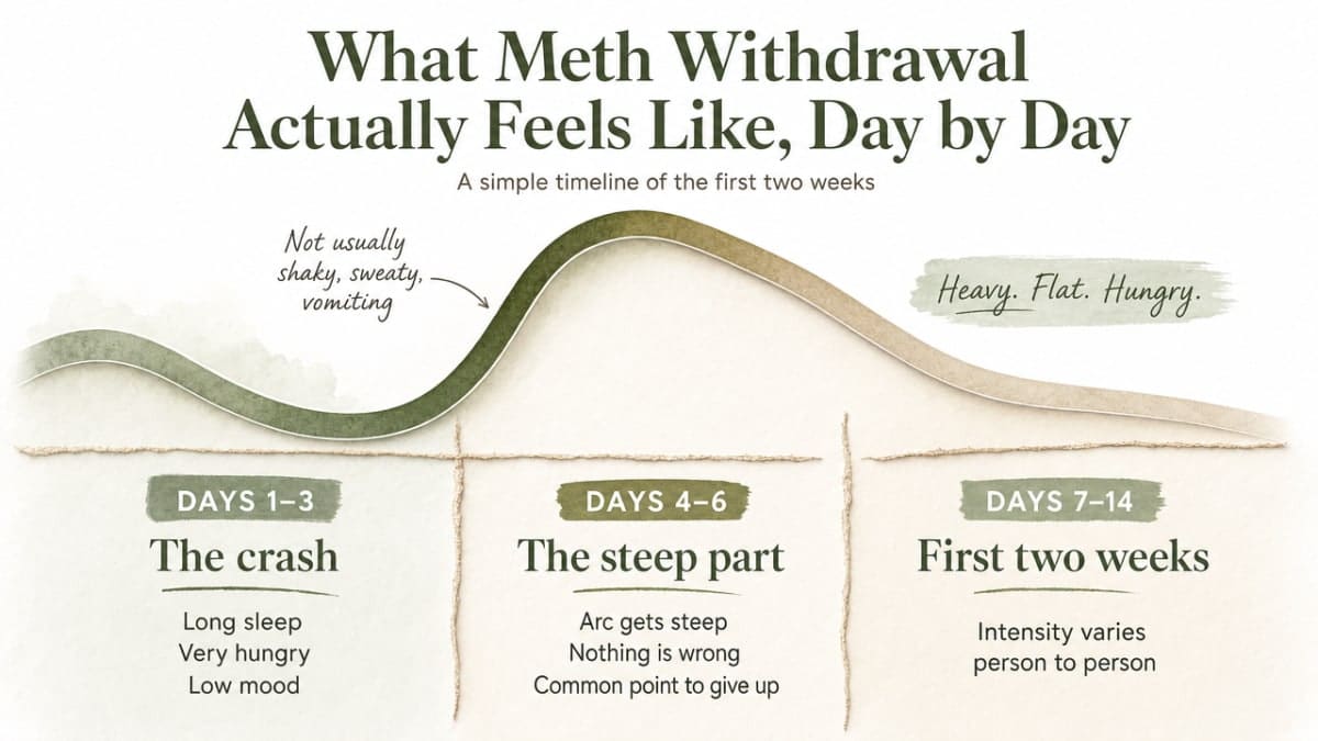 Show the three-phase day-by-day withdrawal arc described and cited in this section so readers can locate themselves on the timeline