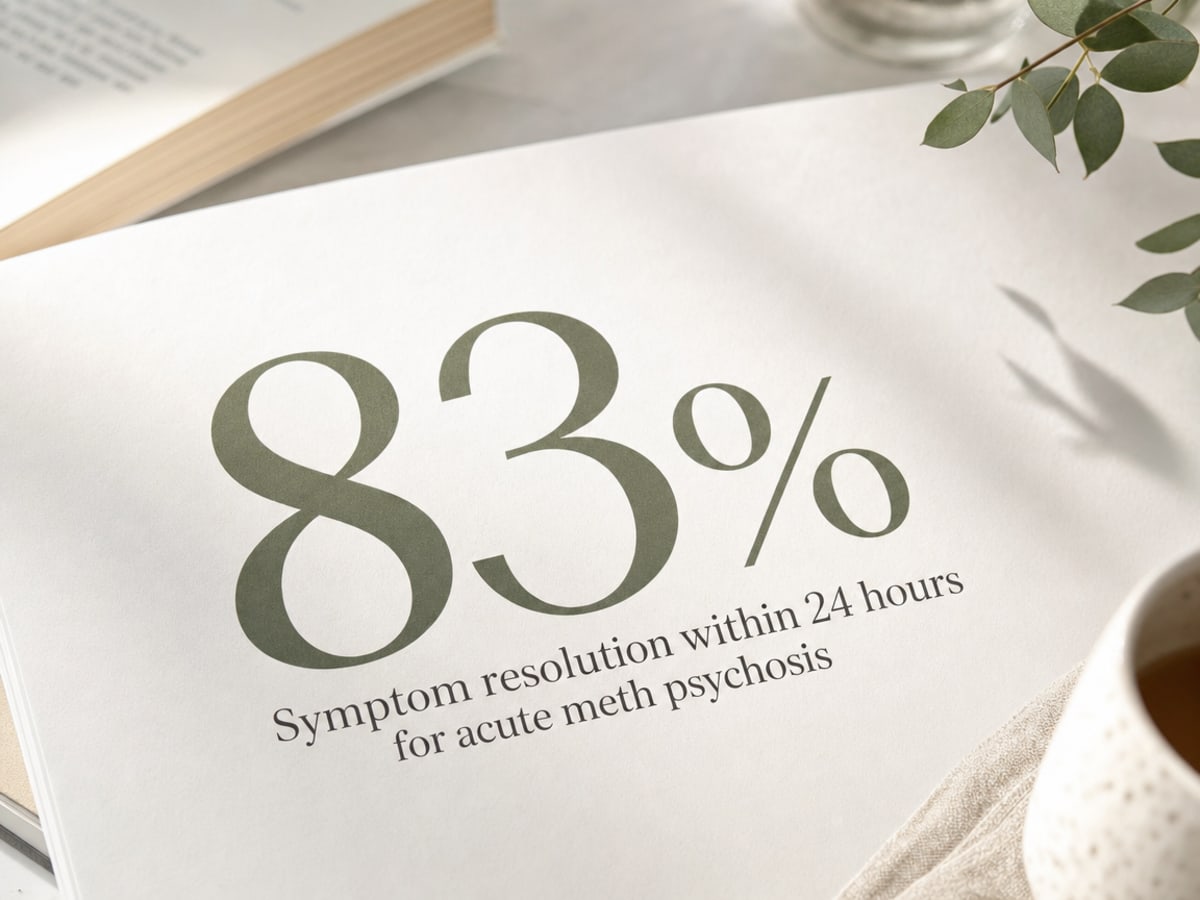 Infographic showing Symptom resolution within 24 hours for acute meth psychosis