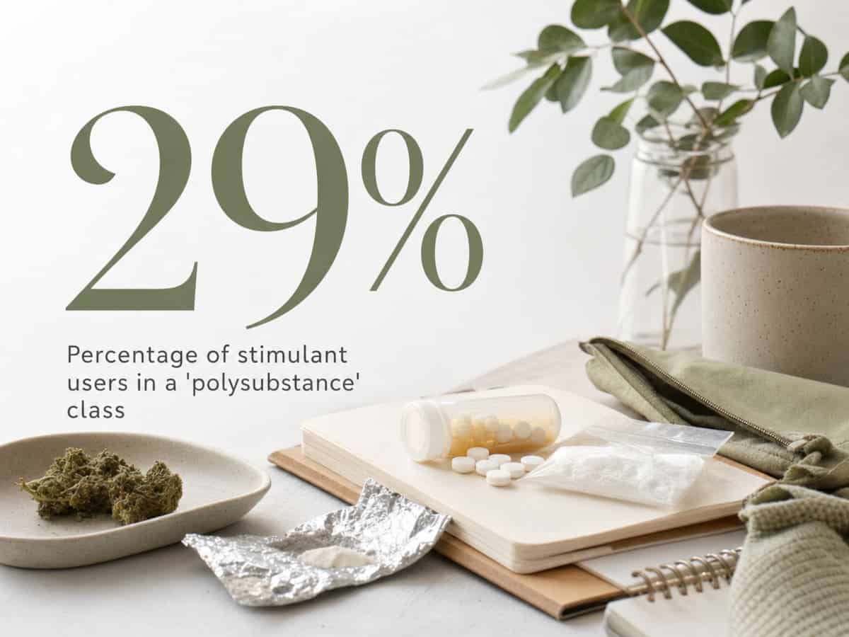 Infographic showing Percentage of stimulant users in a 'polysubstance' class