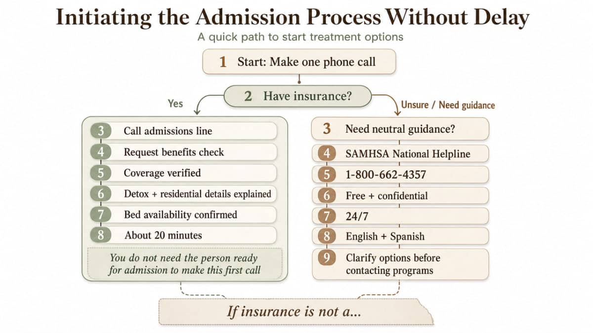 Show the step-by-step admission workflow described in the section as a process infographic so readers can act on it quickly