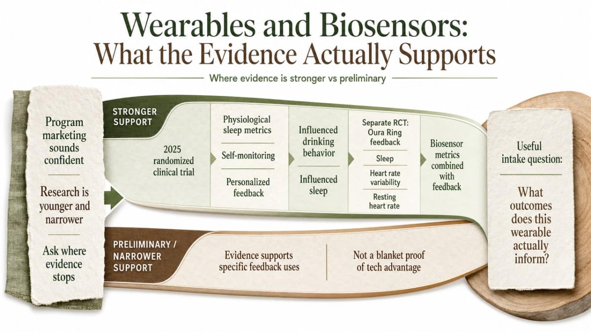 Clarify where wearable evidence is strong versus preliminary so families ask calibrated questions on intake calls
