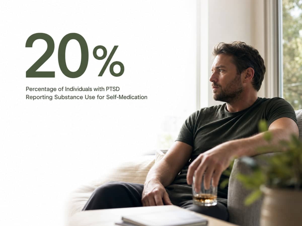 Infographic showing Percentage of Individuals with PTSD Reporting Substance Use for Self-Medication