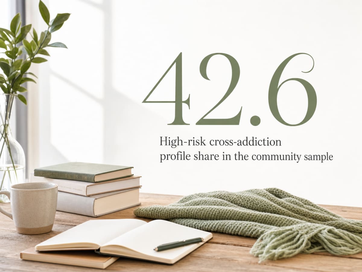 Infographic showing High-risk cross-addiction profile share in the community sample