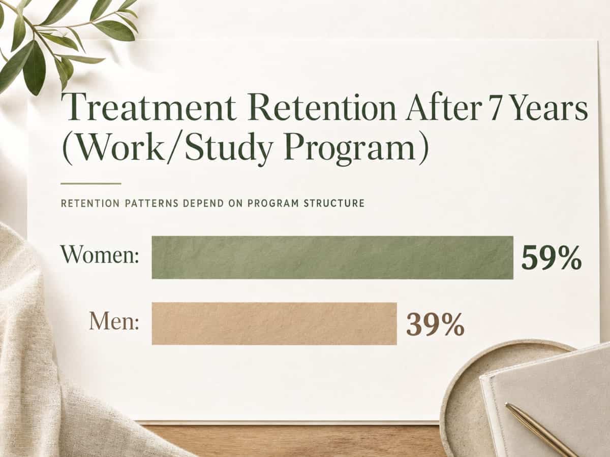 Chart showing Treatment Retention After 7 Years (Work/Study Program)