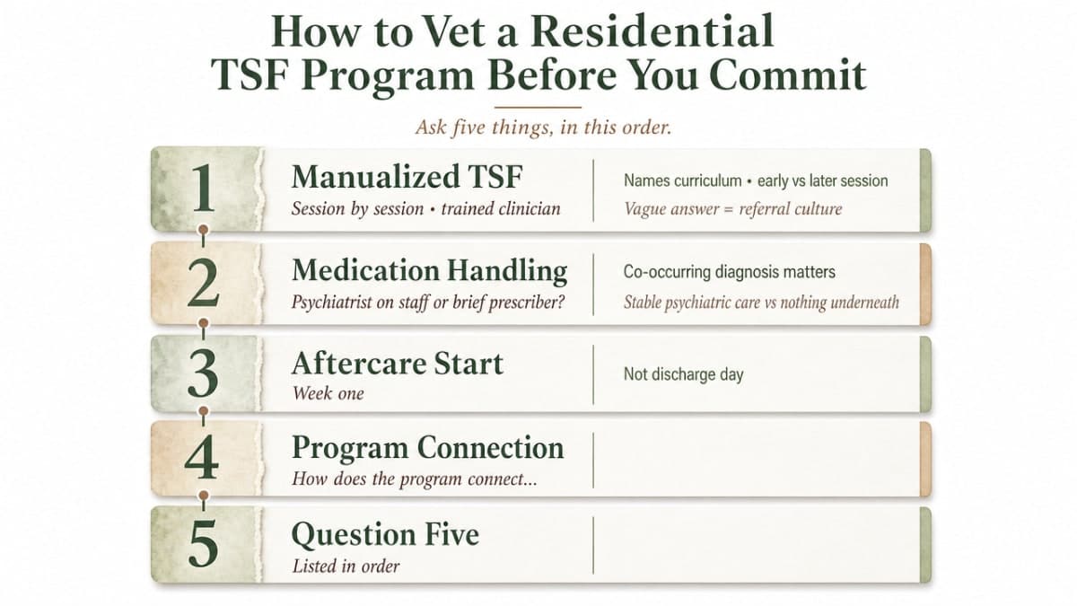 The section explicitly lists five vetting questions in numbered order — a natural process/checklist infographic that reinforces the article's decision framework