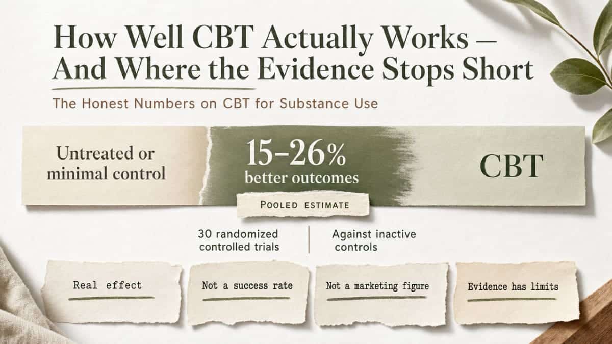 Visualize the honest efficacy range of CBT versus untreated controls, which is explicitly cited in the section prose