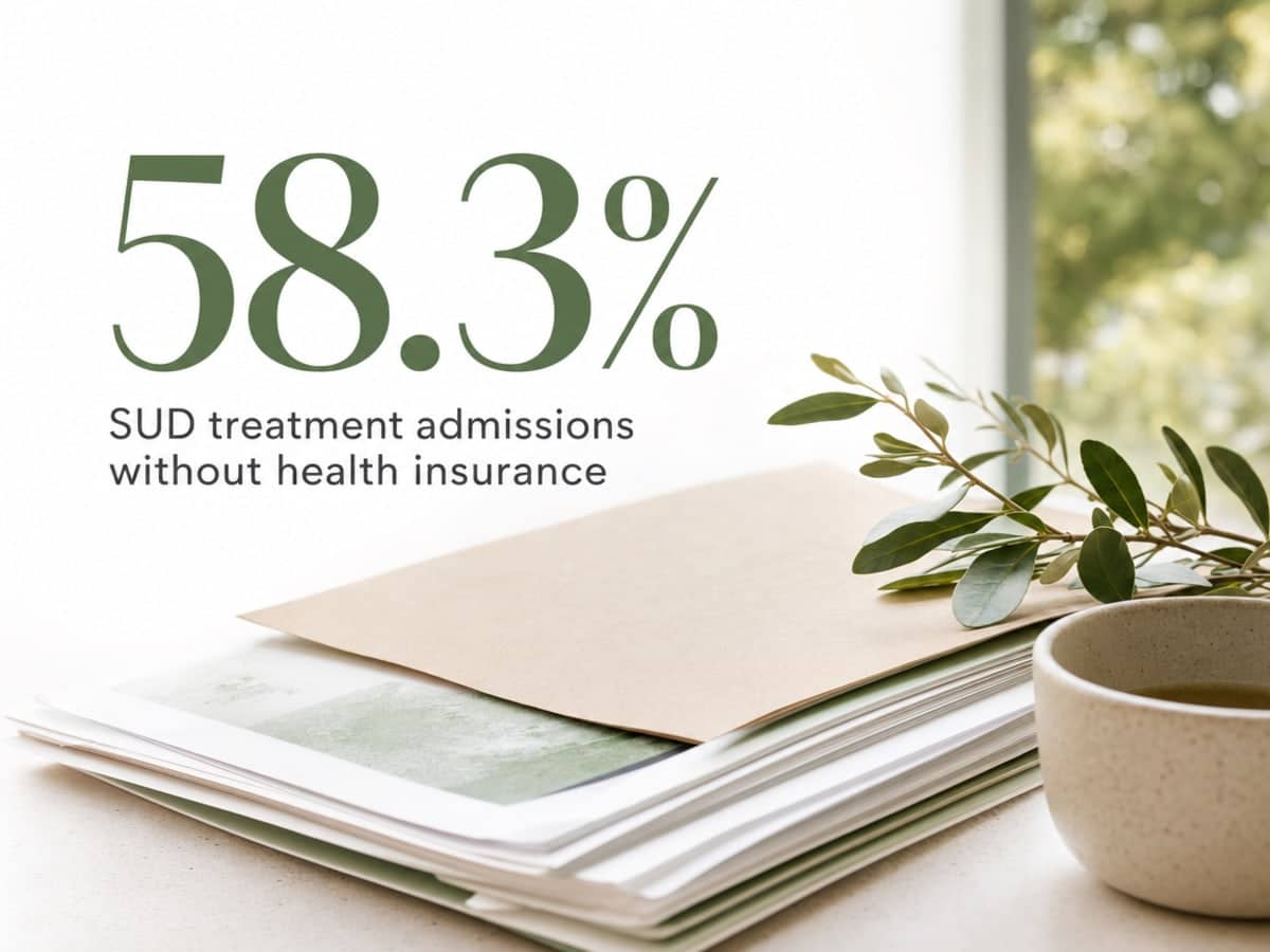 Infographic showing SUD treatment admissions without health insurance