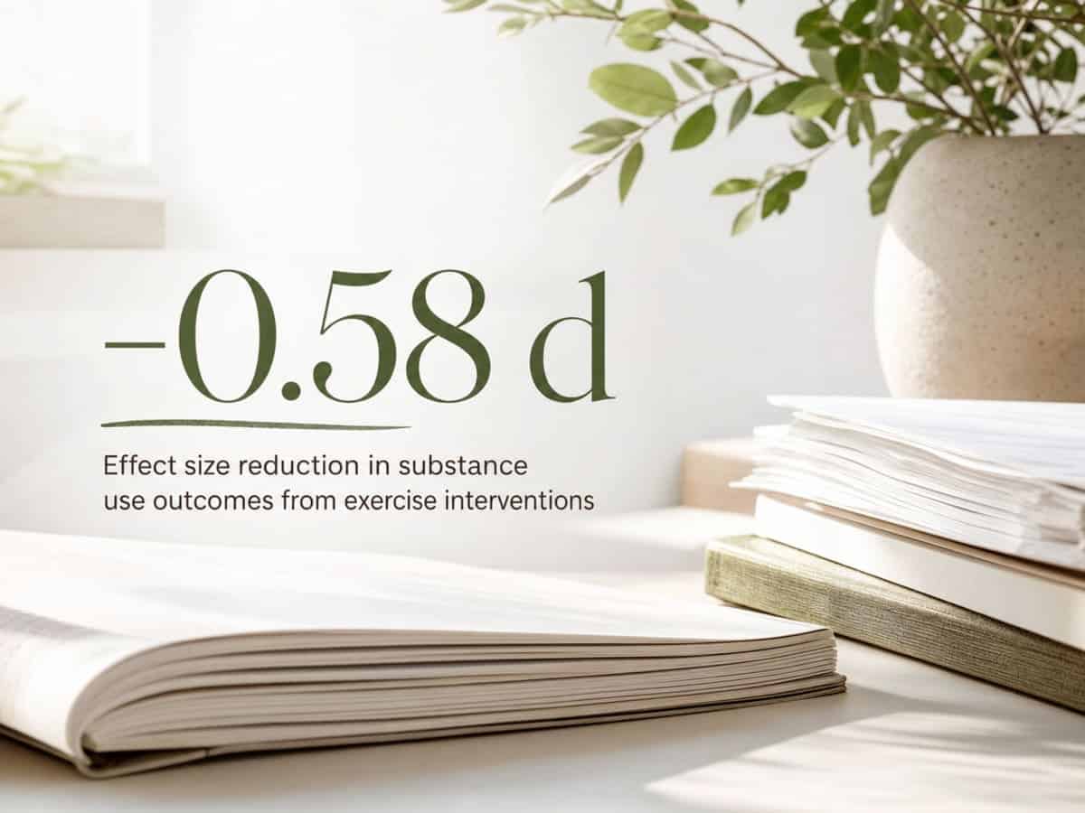Infographic showing Effect size reduction in substance use outcomes from exercise interventions