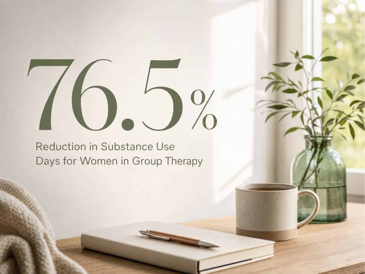 Infographic showing Reduction in Substance Use Days for Women in Group Therapy