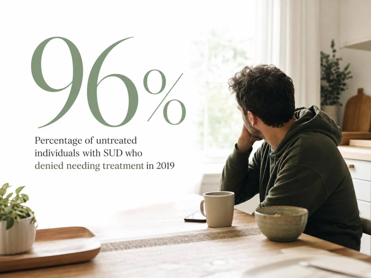 Infographic showing Percentage of untreated individuals with SUD who denied needing treatment in 2019